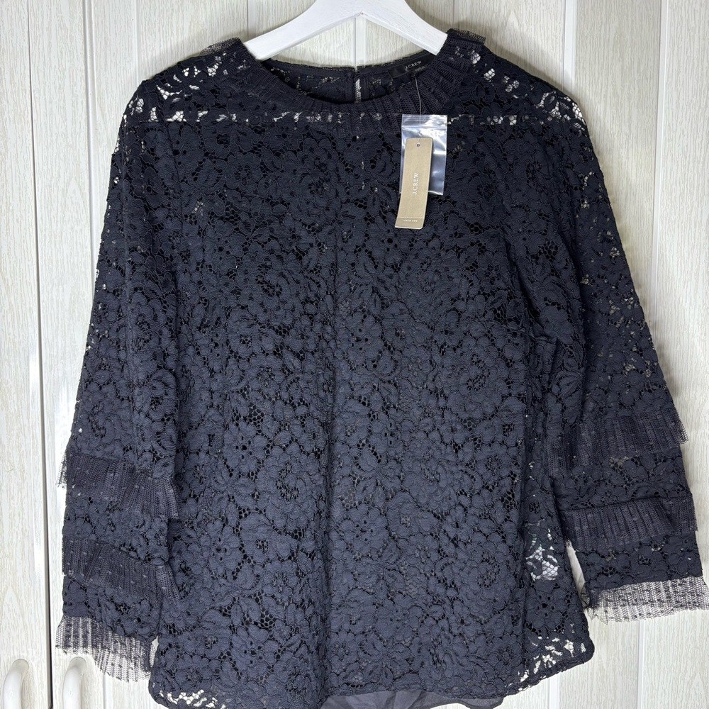 J. Crew Black Lace Blouse